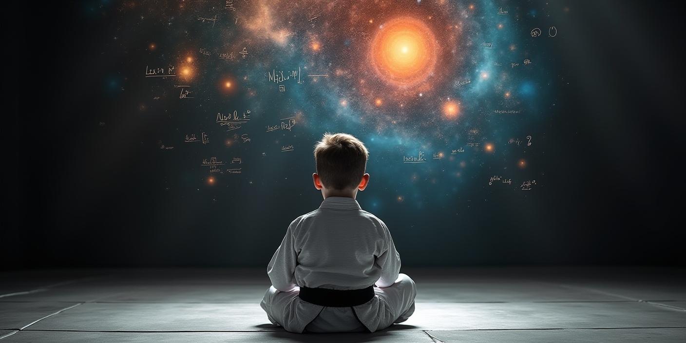boy sitting in gi using his brain.